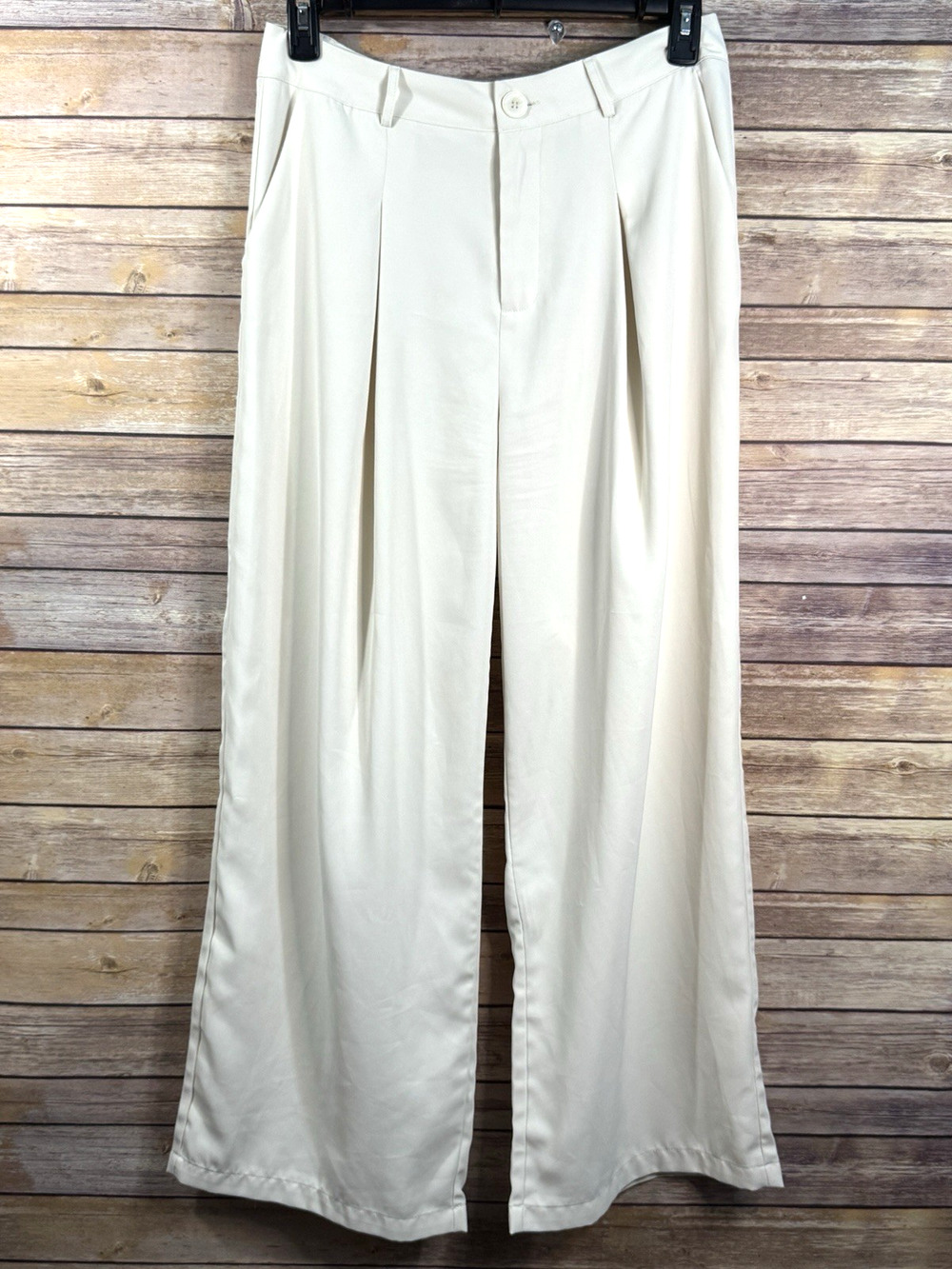 Cider Womens Cream Flowy Wide Leg Pleated Front Career Pants Dress Pants XL